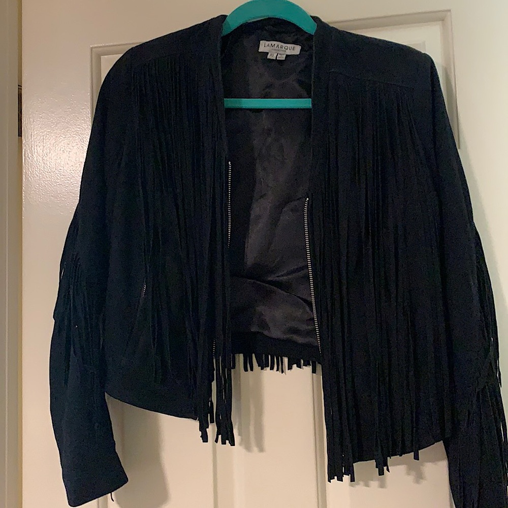 Genuine 100% suede fringe cropped jacket XS